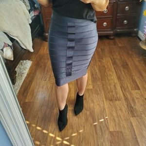 French Connection Knee length, Charcoal Gray Bandage Pencil Skirt